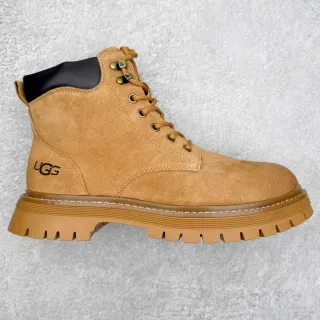 UGG Beige Black Suede Upper Lace-Up Work Boots