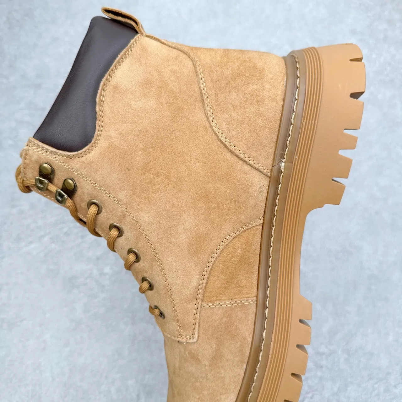 UGG Beige Black Suede Upper Lace-Up Work Boots 3