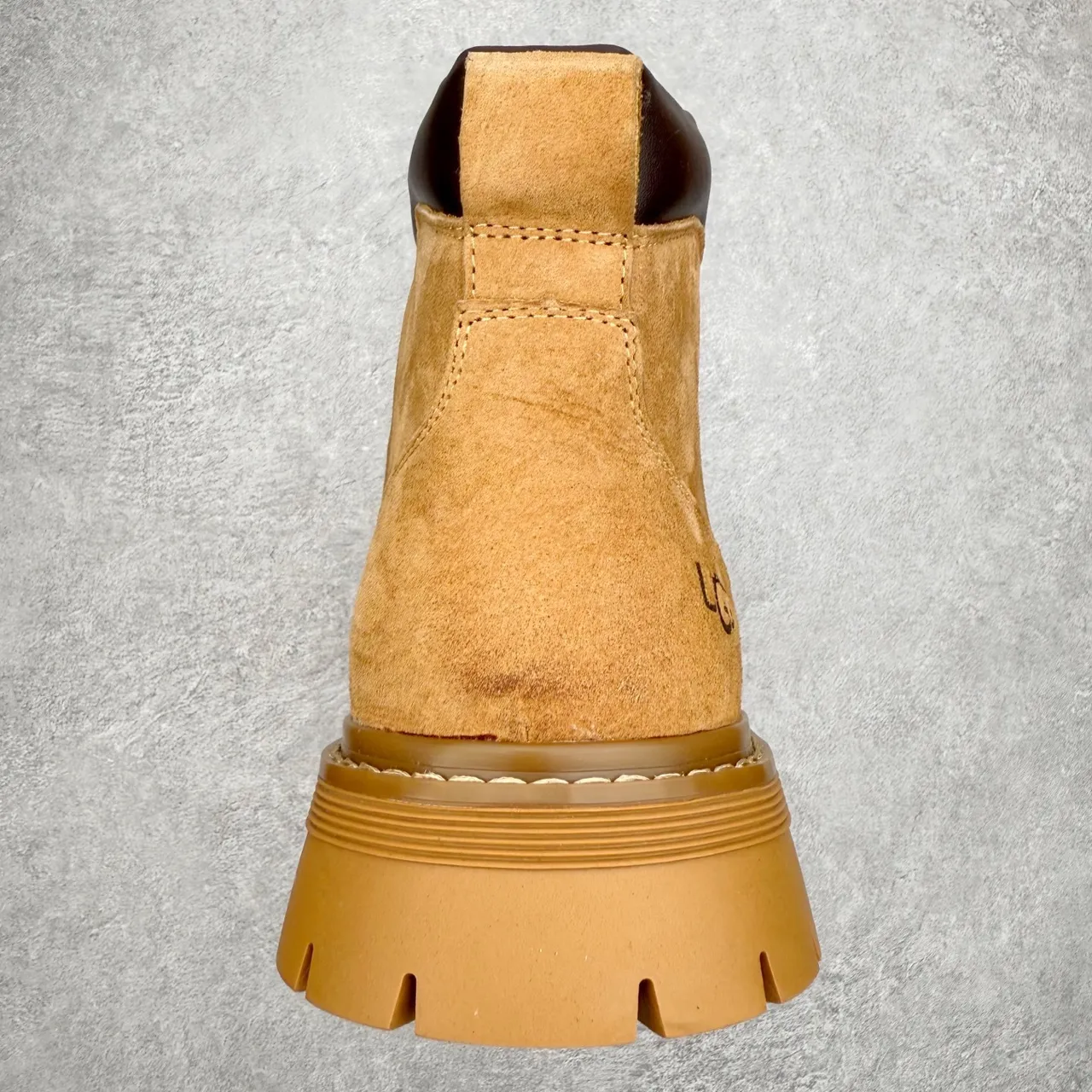 UGG Beige Black Suede Upper Lace-Up Work Boots 8
