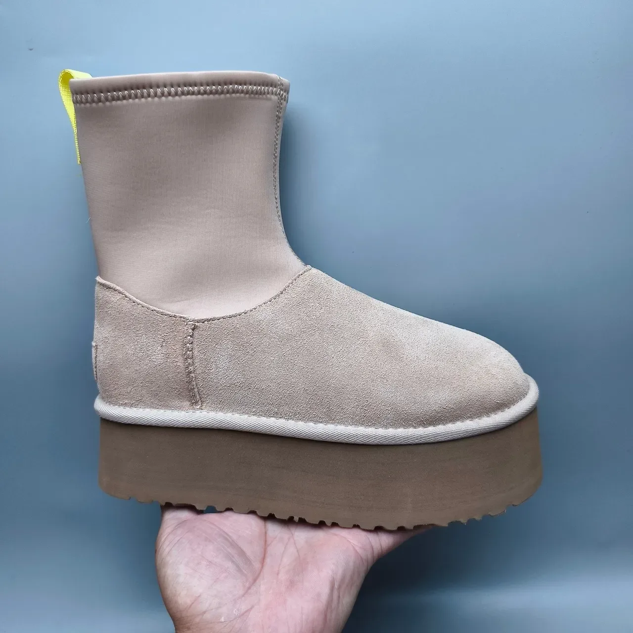 UGG Beige Yellow Slip-On Platform Sole Ankle Boots 2