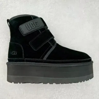 UGG Black Platform Sole Velcro Strap Closure Snow Boots