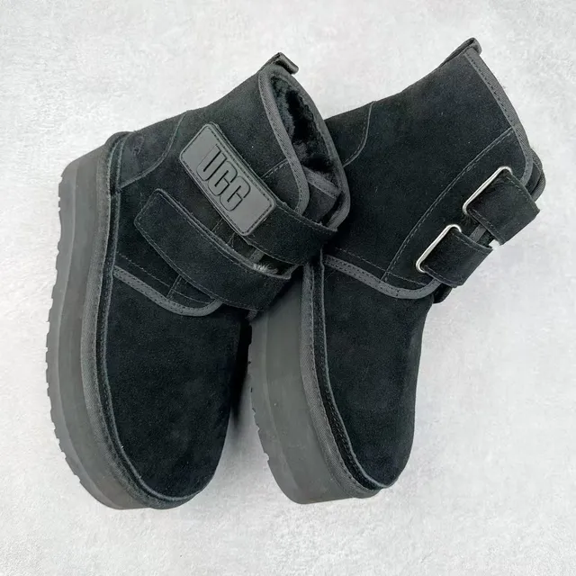 UGG Black Platform Sole Velcro Strap Closure Snow Boots 3