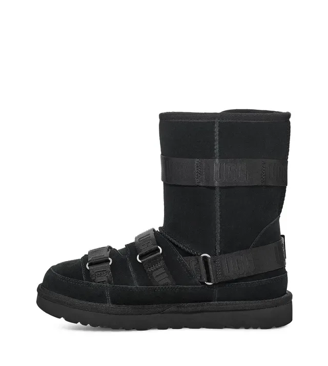 UGG Black Strapped Suede Snow Boots 3