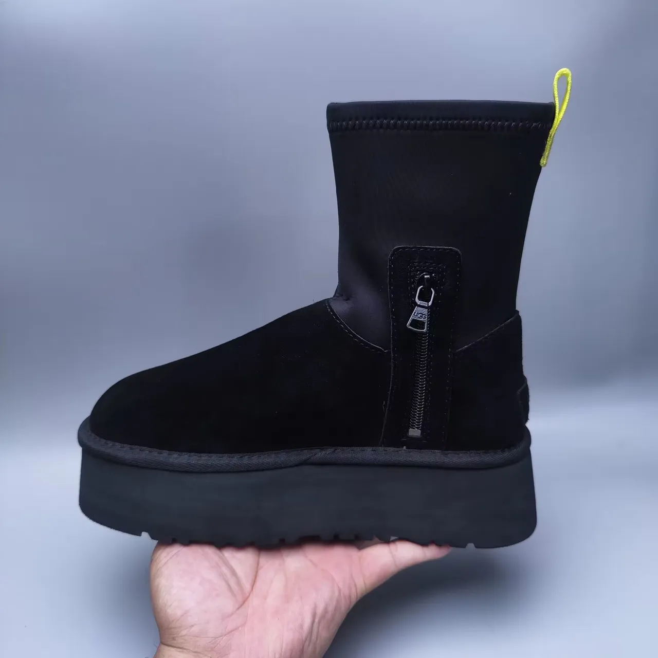 UGG Black Yellow Slip-On Platform Sole Snow Boots 3