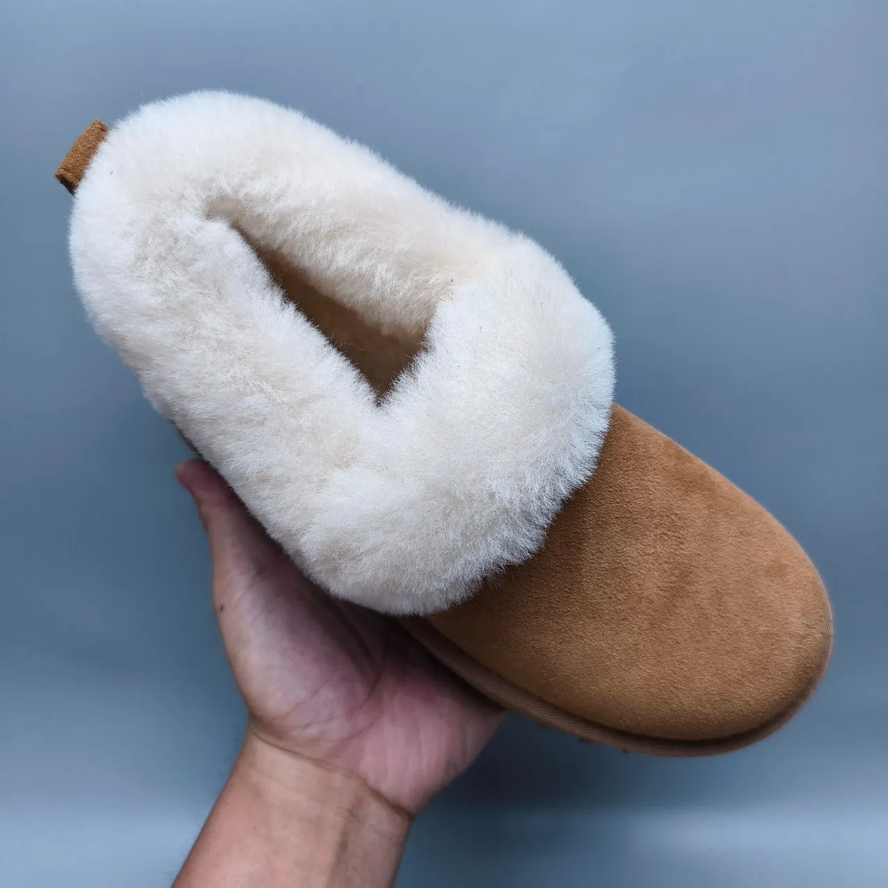 UGG Brown Beige Suede Upper Folded Shearling Collar Snow Boots 3