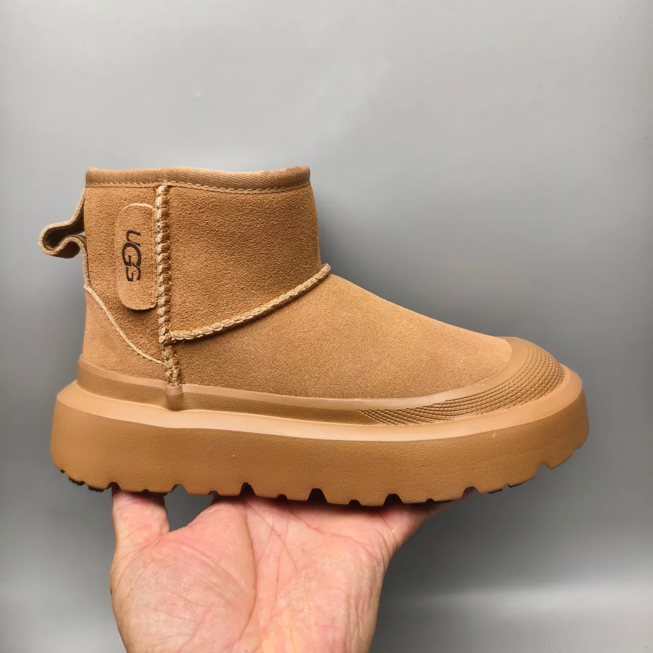 UGG Brown Beige Suede Upper Shearling-Lined Snow Boots 2