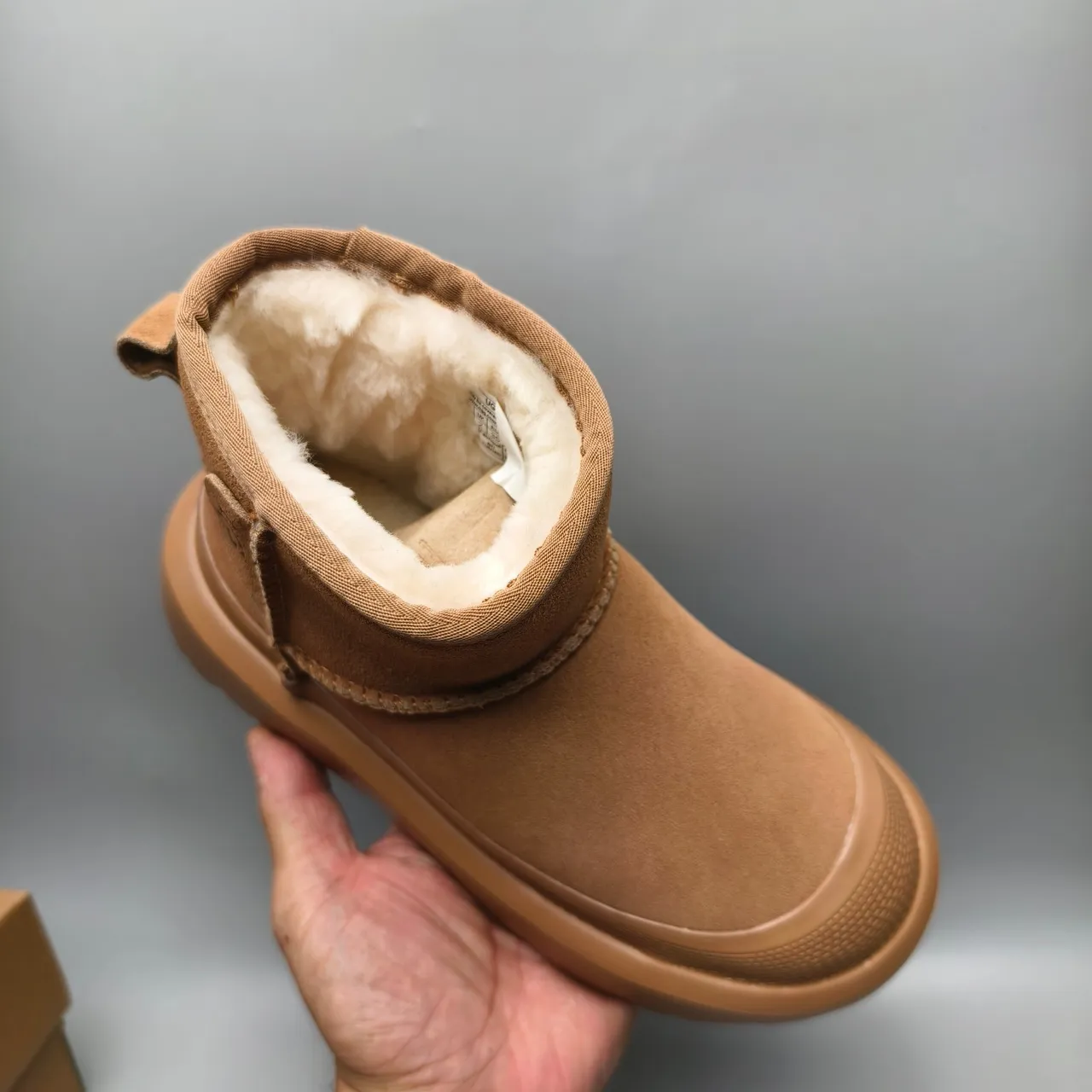 UGG Brown Beige Suede Upper Shearling-Lined Snow Boots 3