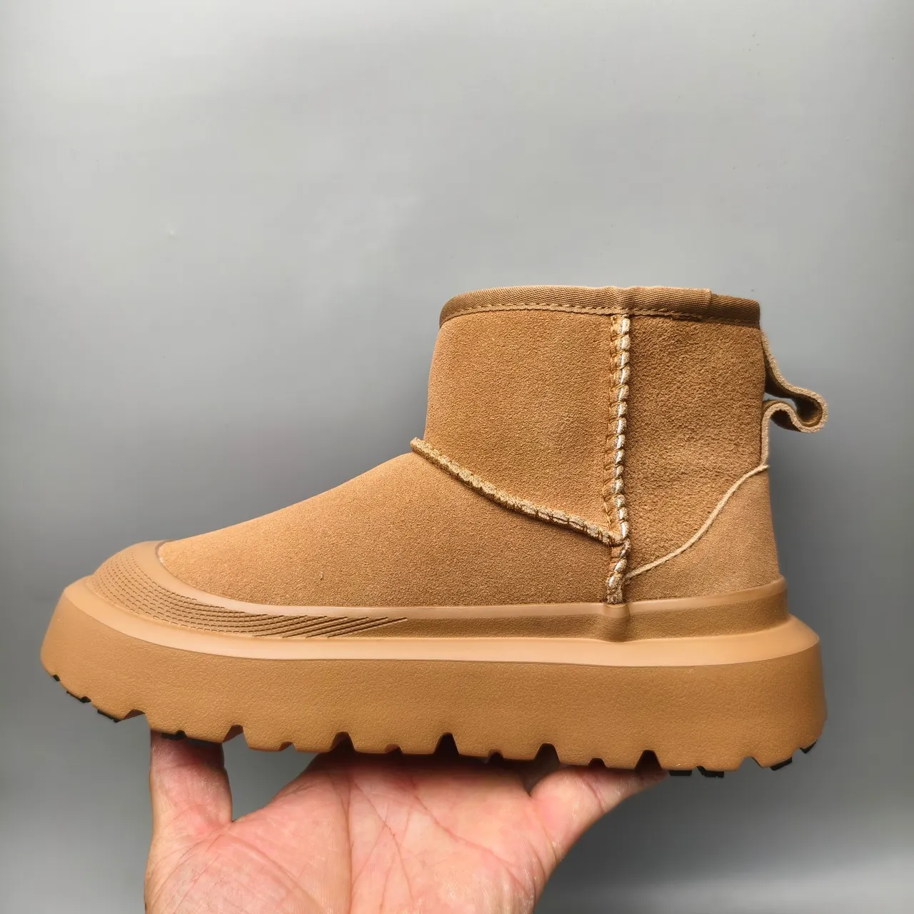 UGG Brown Beige Suede Upper Shearling-Lined Snow Boots 7