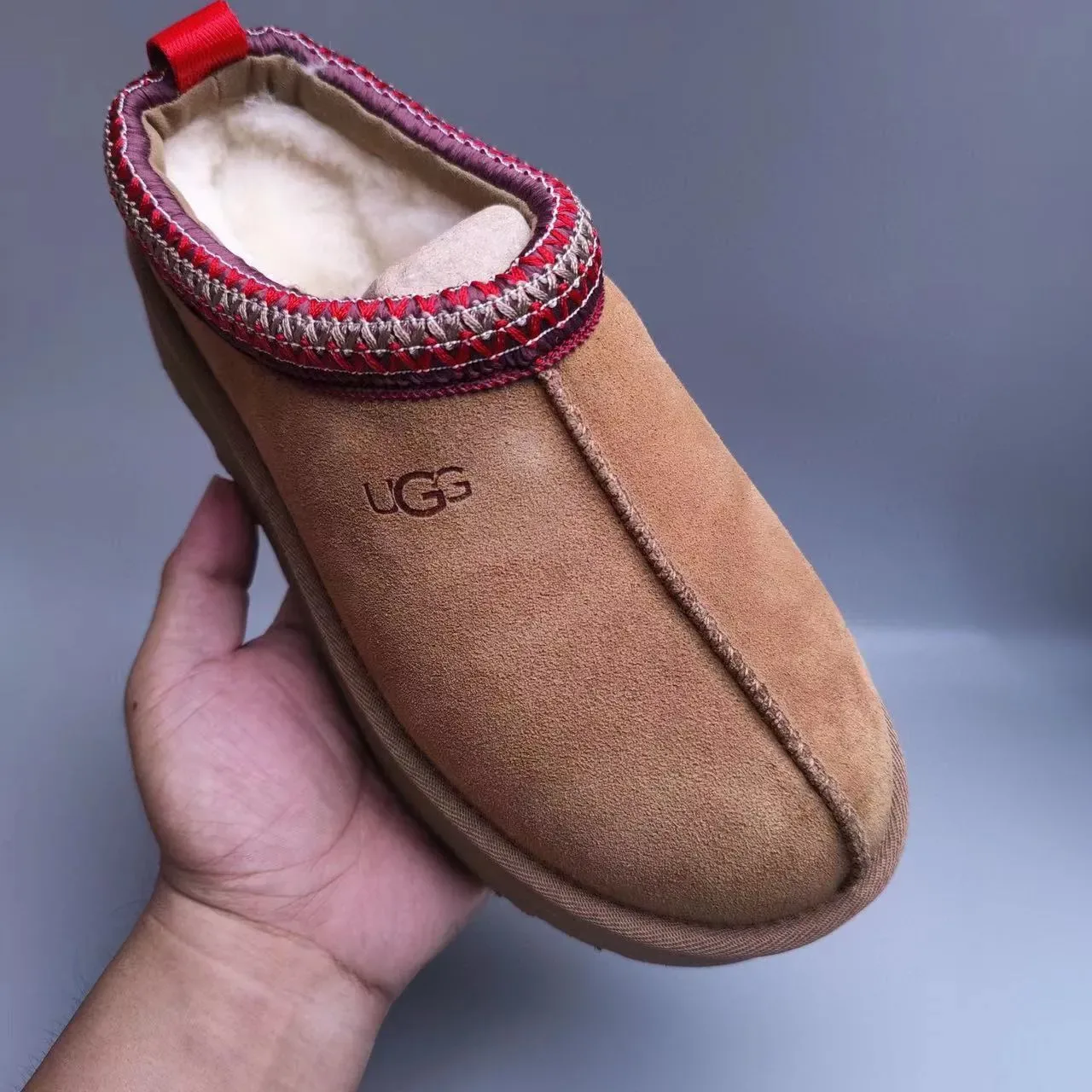 UGG Brown Red Suede Upper Woven Trim Cuff Casual Shoes 4