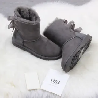 UGG Classic Mini Bow Charcoal Gray Ankle Boots
