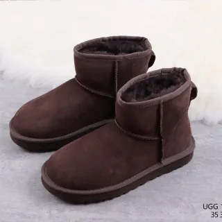 UGG Classic Mini Brown Suede Shearling-Lined Snow Boots