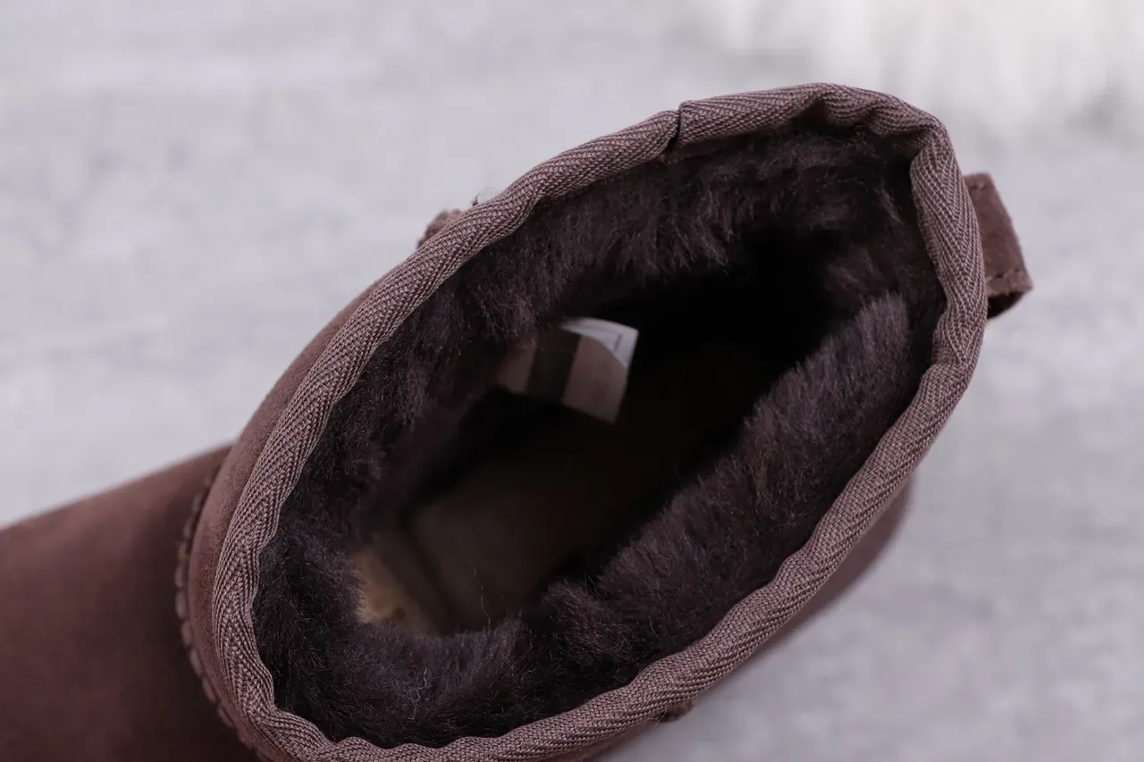 UGG Classic Mini Brown Suede Shearling-Lined Snow Boots 2
