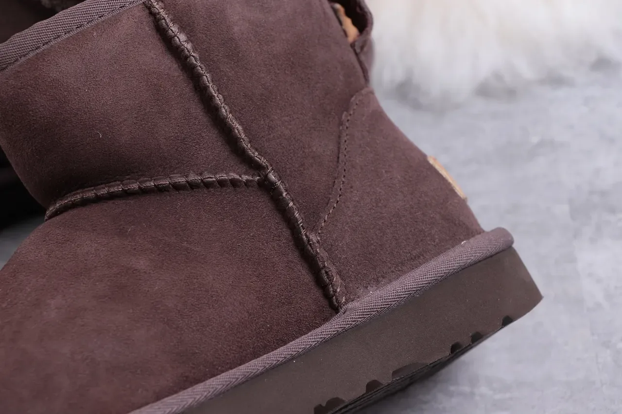 UGG Classic Mini Brown Suede Shearling-Lined Snow Boots 3