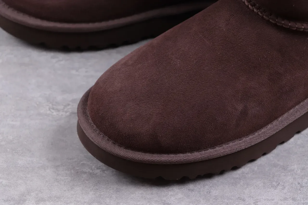 UGG Classic Mini Brown Suede Shearling-Lined Snow Boots 4