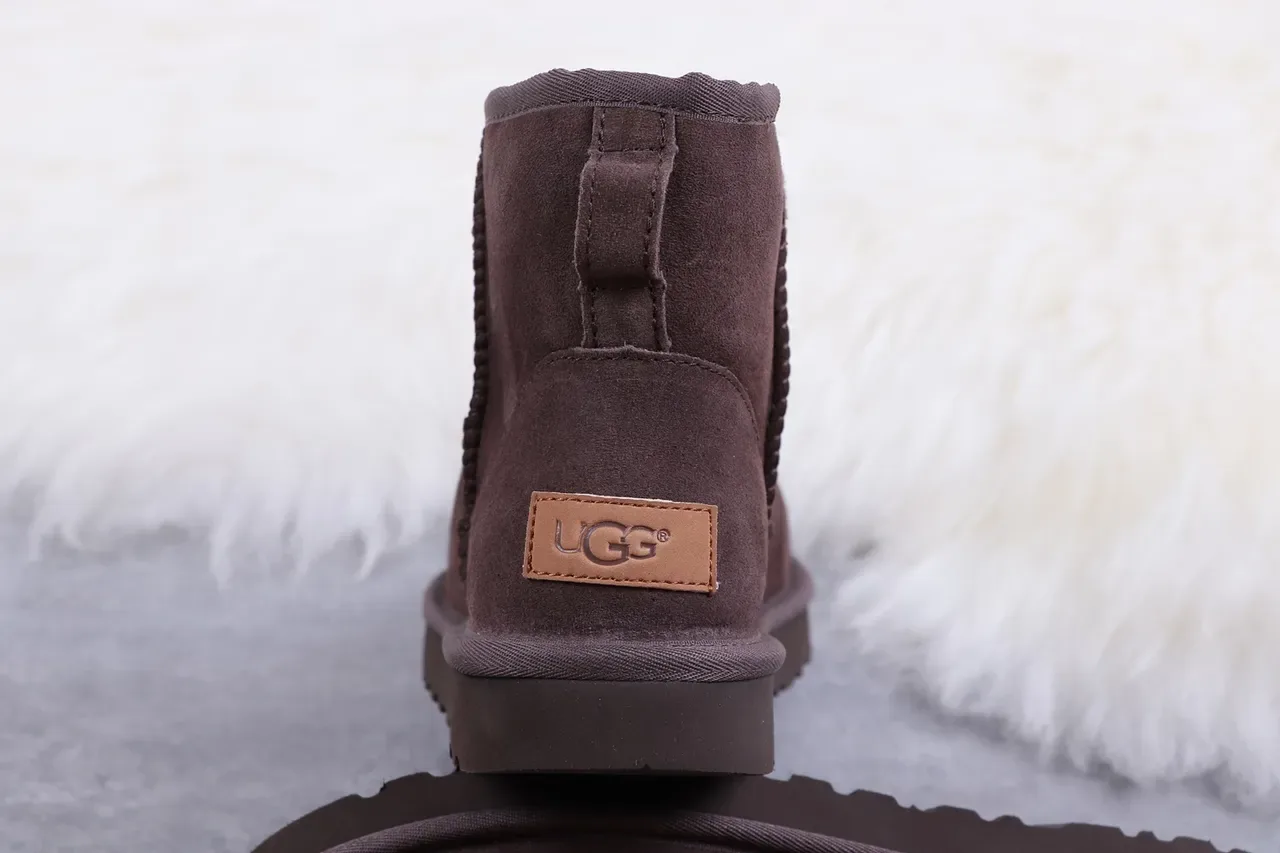 UGG Classic Mini Brown Suede Shearling-Lined Snow Boots 5