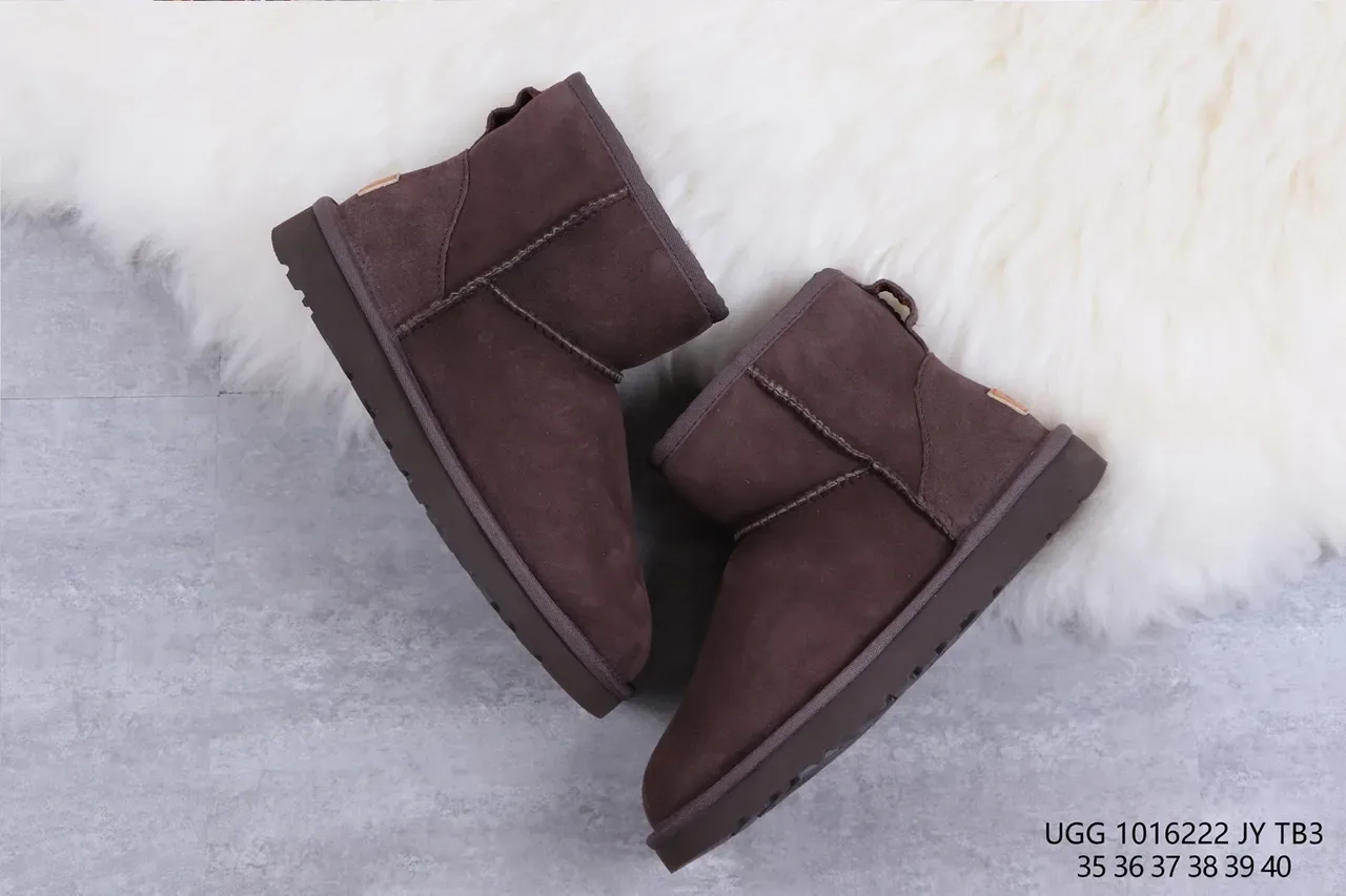 UGG Classic Mini Brown Suede Shearling-Lined Snow Boots 7