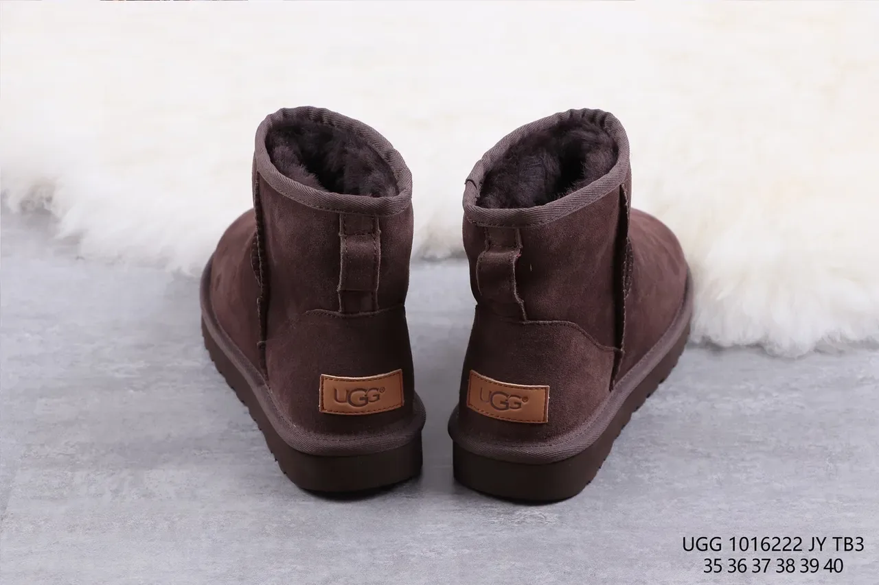 UGG Classic Mini Brown Suede Shearling-Lined Snow Boots 8