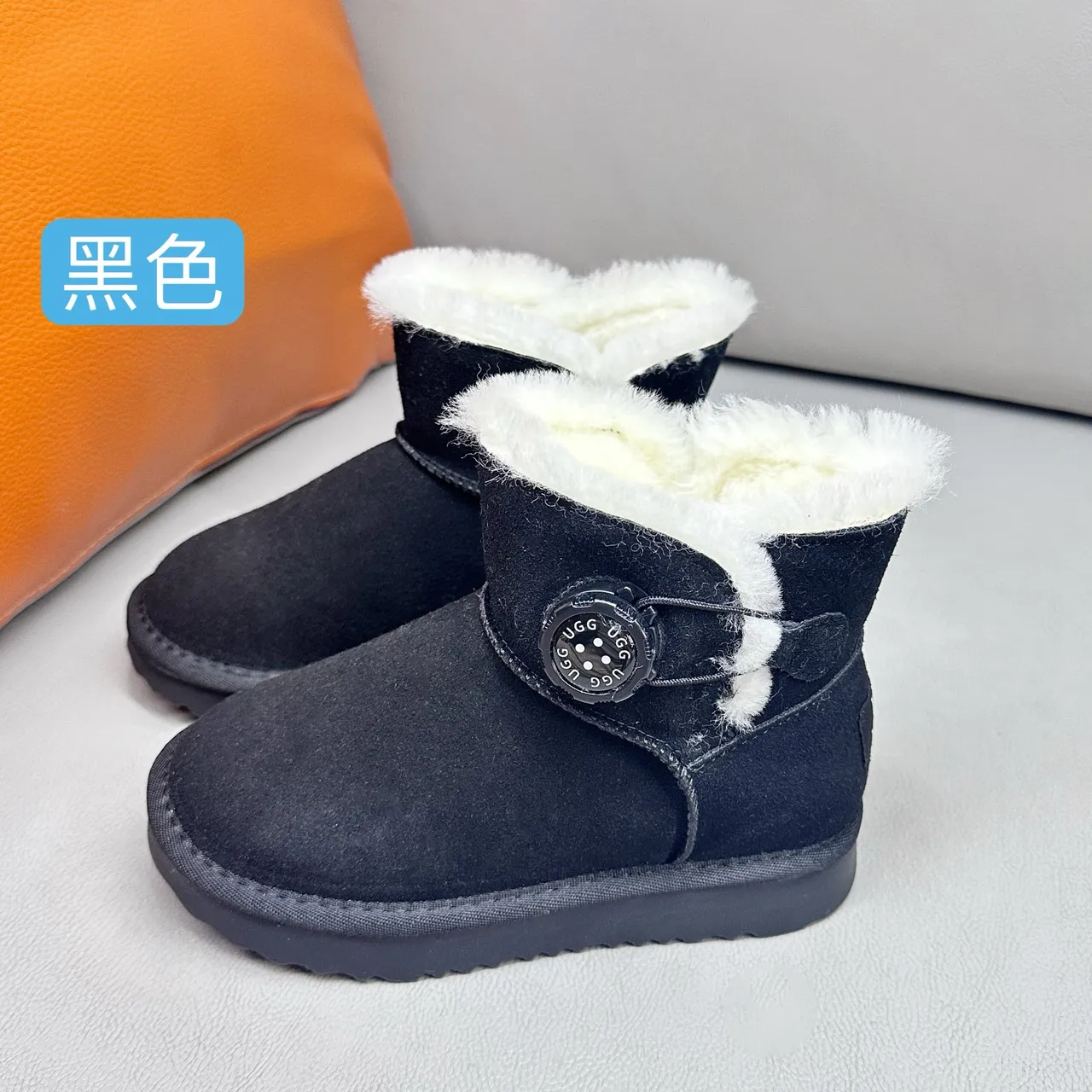 UGG Classic Mini Khaki Suede Shearling-Lined Snow Boots 4