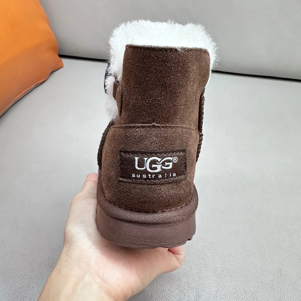 UGG Classic Mini Khaki Suede Shearling-Lined Snow Boots 12
