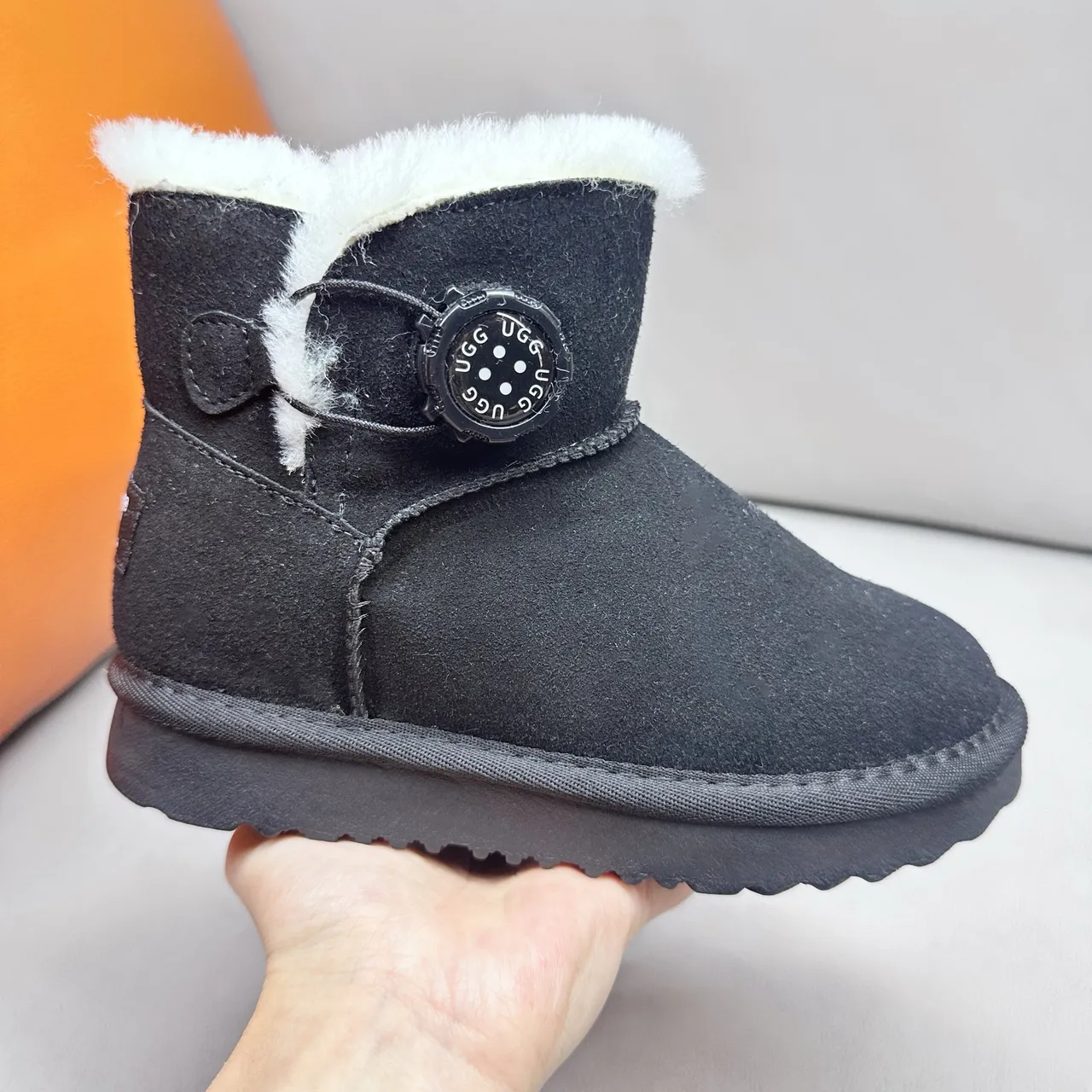 UGG Classic Mini Khaki Suede Shearling-Lined Snow Boots 19