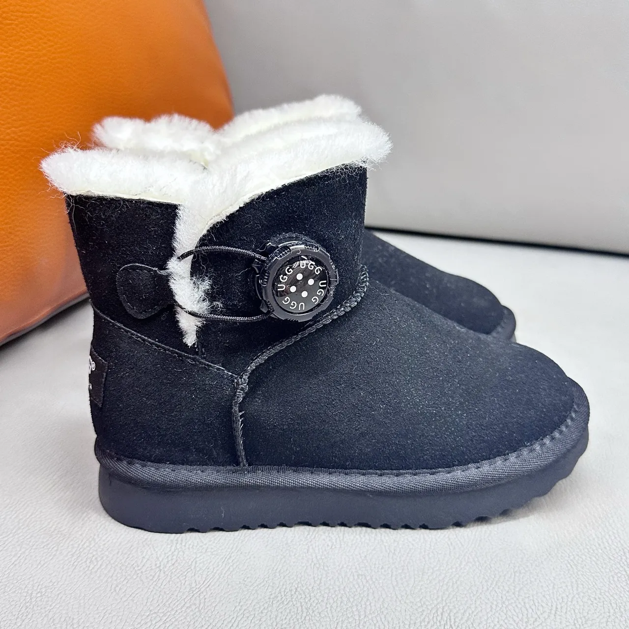 UGG Classic Mini Khaki Suede Shearling-Lined Snow Boots 21