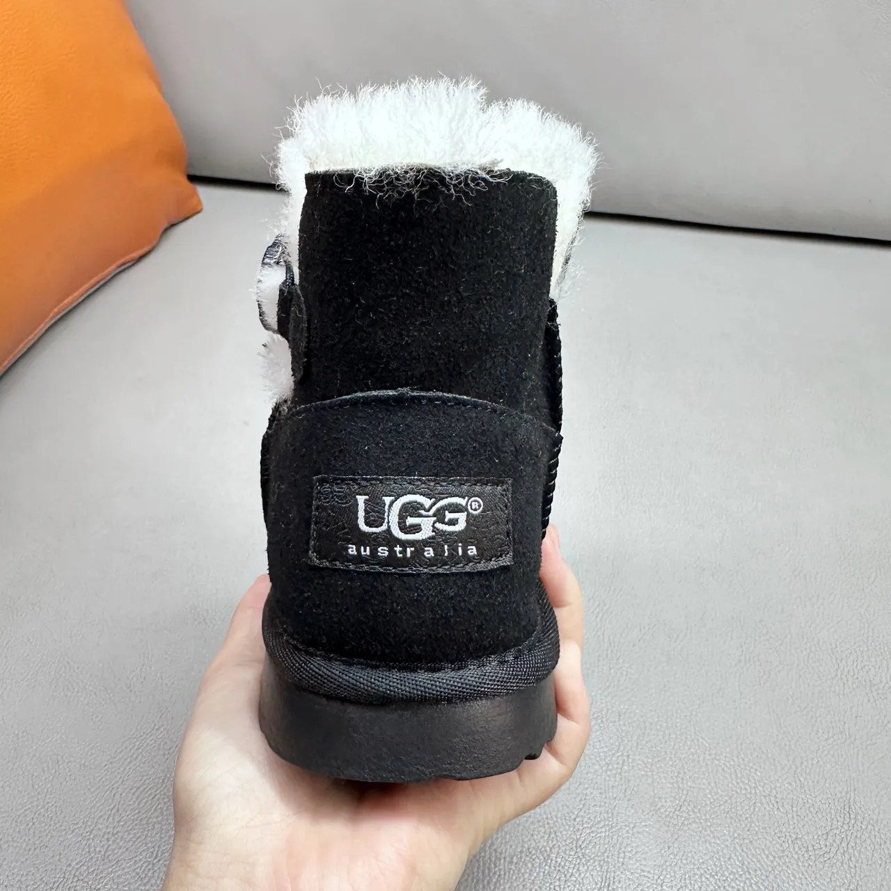 UGG Classic Mini Khaki Suede Shearling-Lined Snow Boots 22