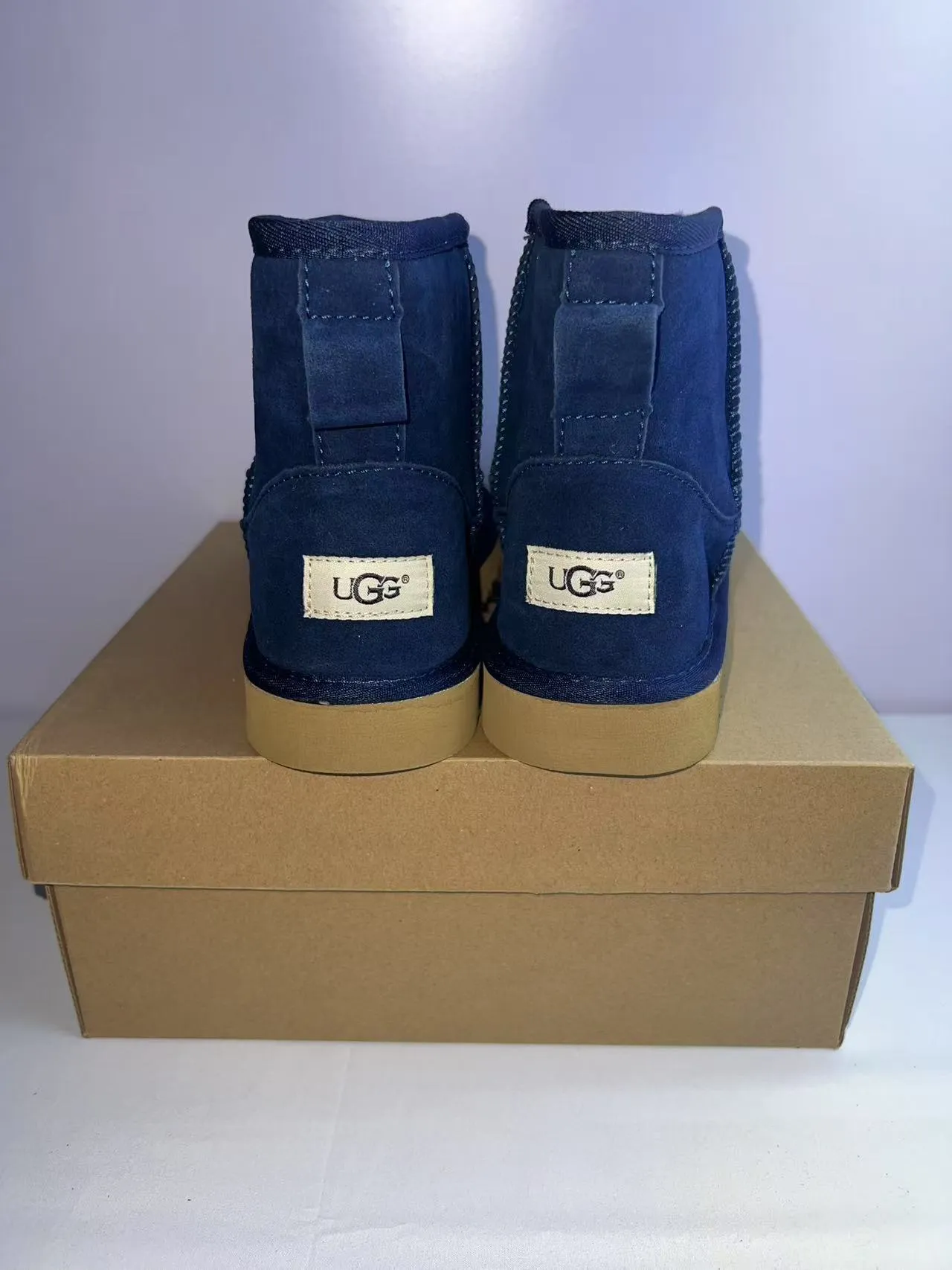 UGG Classic Mini Navy Suede Snow Boots 5