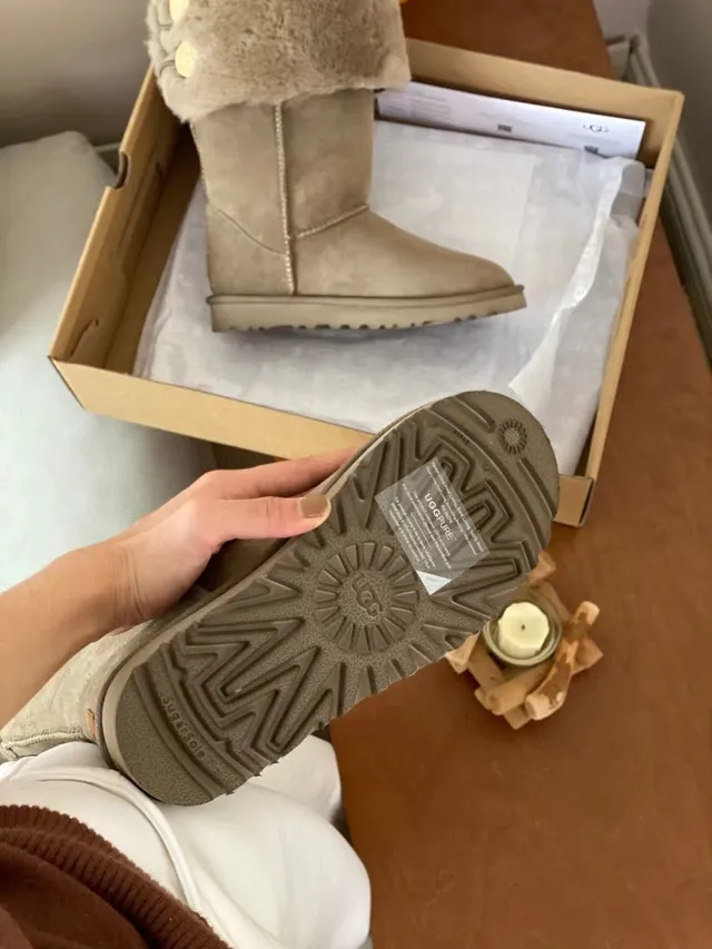 UGG Classic Tall Beige Shearling-Cuffed Snow Boots 4