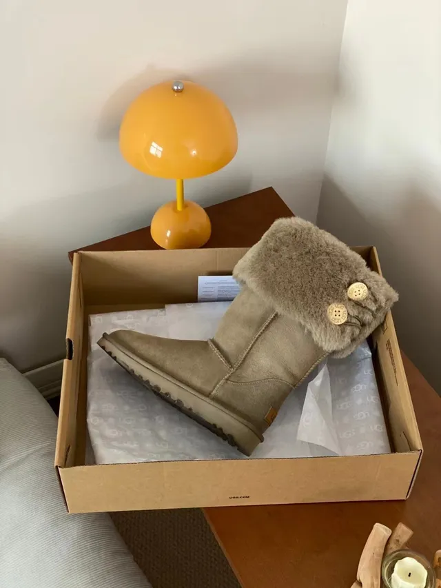 UGG Classic Tall Beige Shearling-Cuffed Snow Boots 7