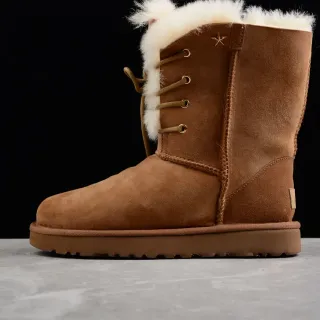 UGG Classic Tall বাদামি শিয়ারলিং লেস-আপ স্নো বুট