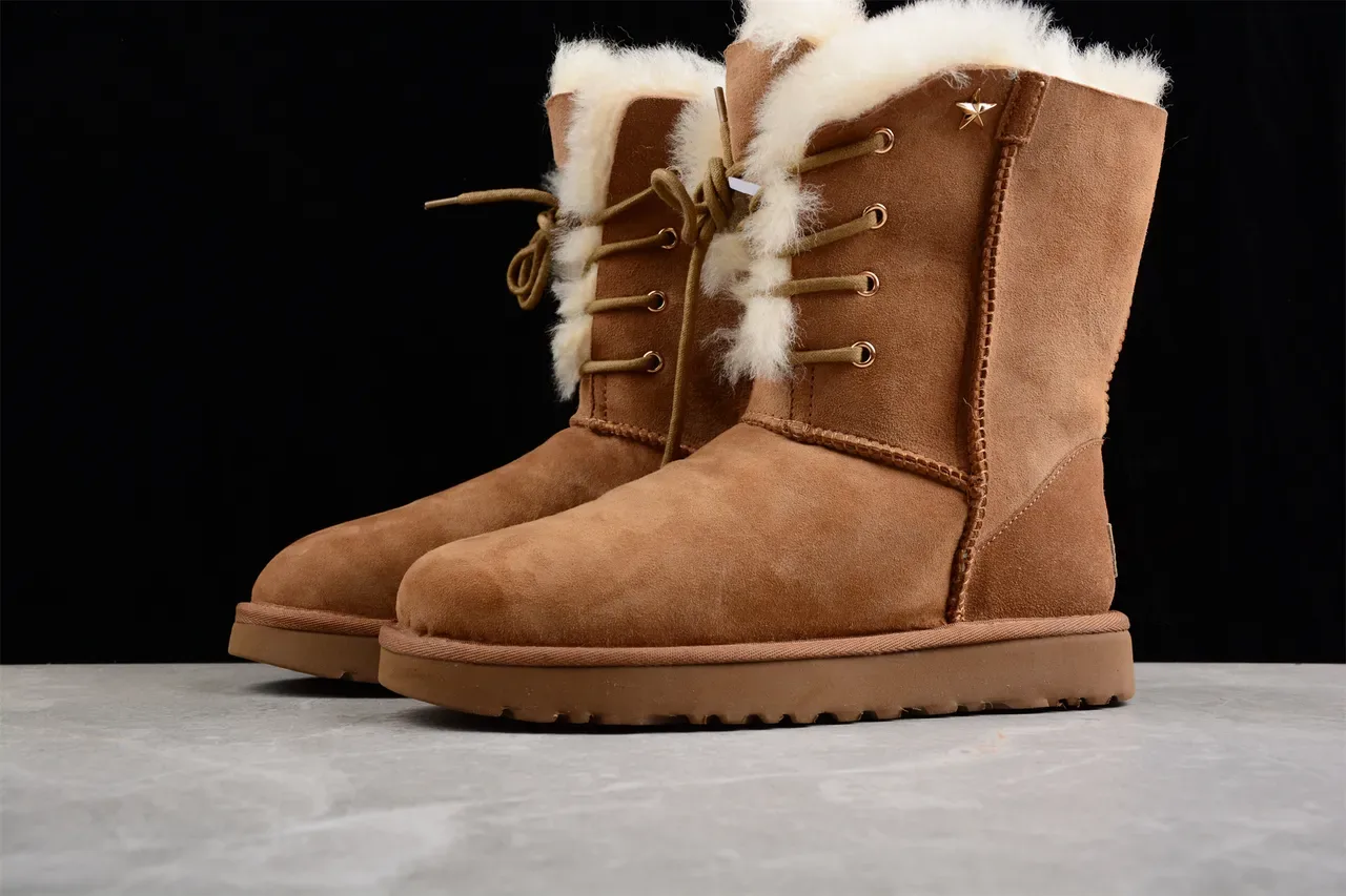 UGG Classic Tall Lace-Up Brown Shearling Snow Boots 3