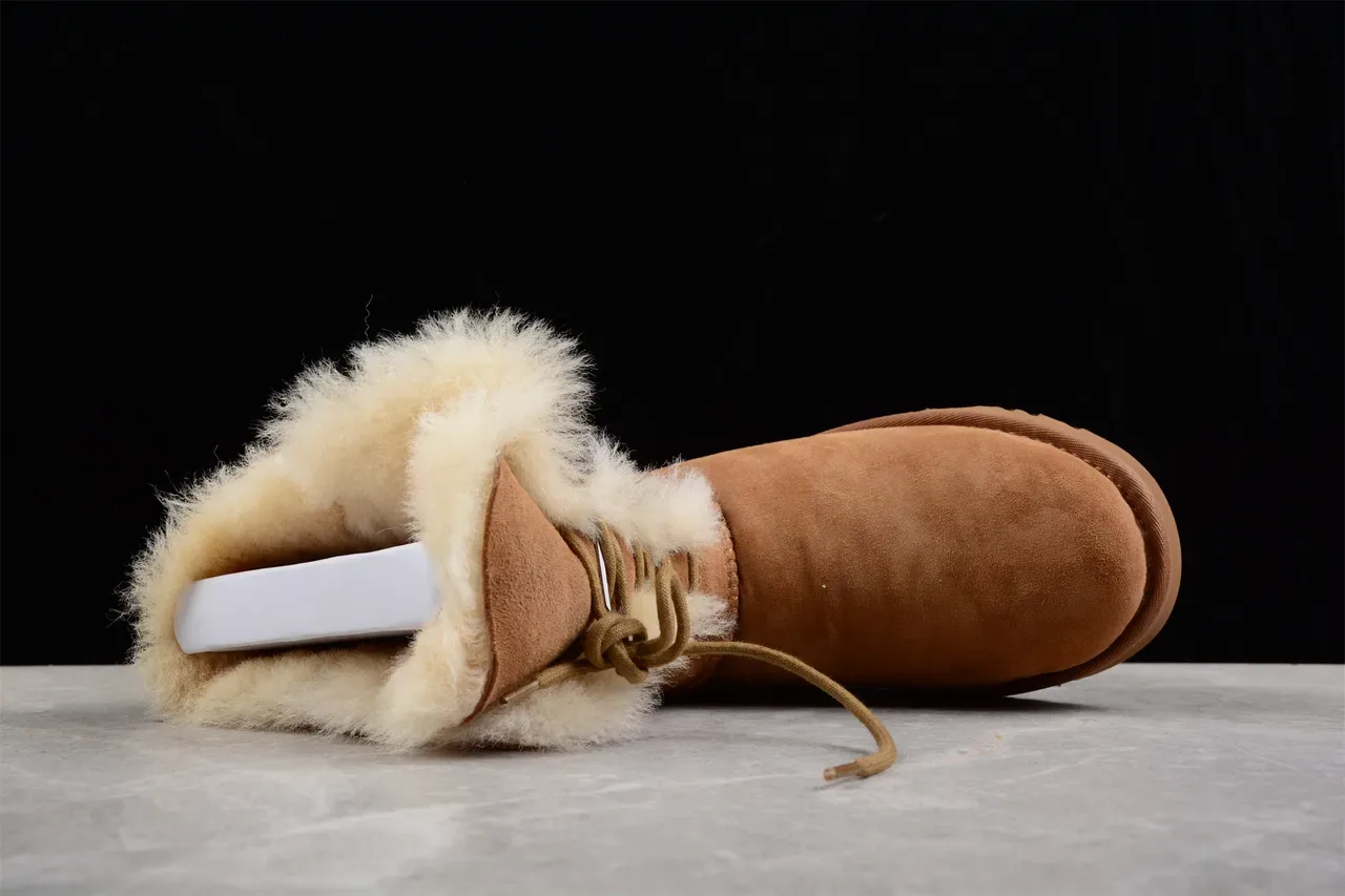 UGG Classic Tall Lace-Up Brown Shearling Snow Boots 6