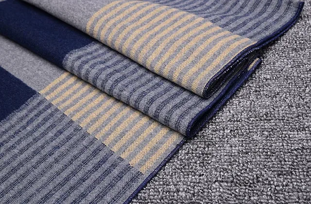 UGG Gray Navy Striped Ribbed Weave Cashmere Scarf 4