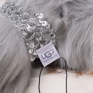 UGG Gray Silver Fluffy Faux Fur Sequin Embellishment Snow Boots