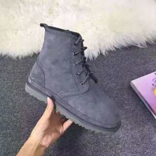 UGG Gray Suede Upper Lace-Up Front Ankle Boots