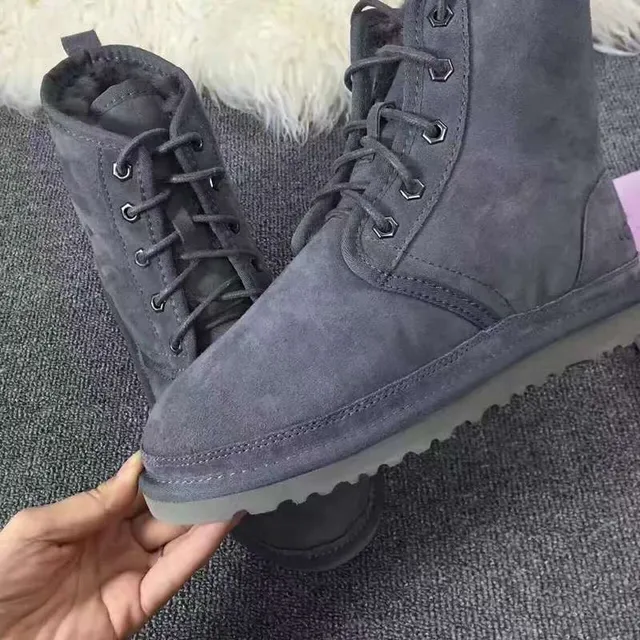 UGG Gray Suede Upper Lace-Up Front Ankle Boots 3