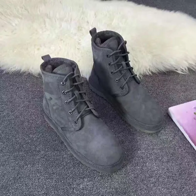 UGG Gray Suede Upper Lace-Up Front Ankle Boots 4