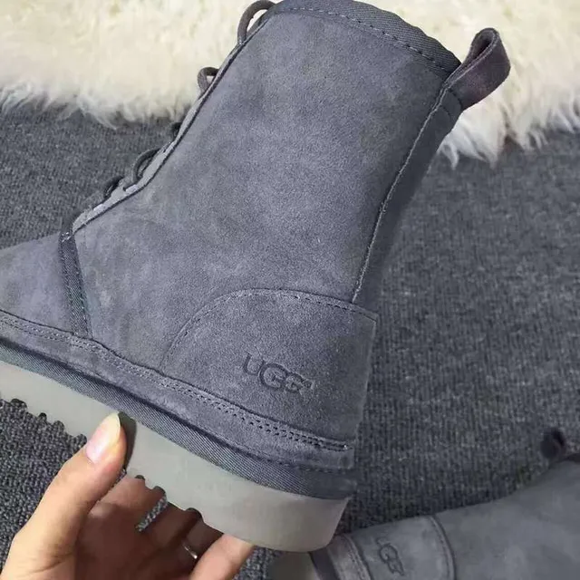 UGG Gray Suede Upper Lace-Up Front Ankle Boots 5