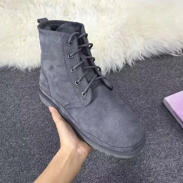 UGG Gray Suede Upper Lace-Up Front Ankle Boots 6