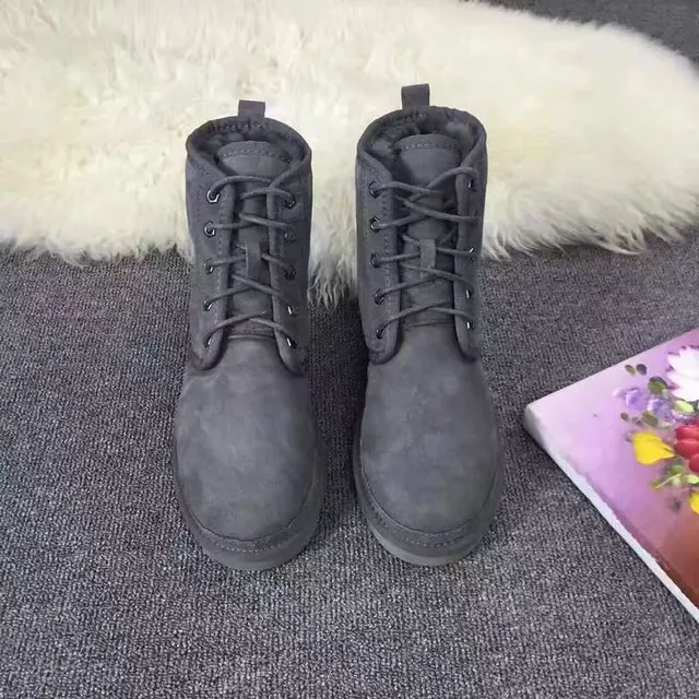 UGG Gray Suede Upper Lace-Up Front Ankle Boots 7