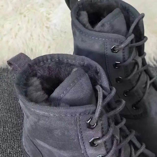 UGG Gray Suede Upper Lace-Up Front Ankle Boots 8