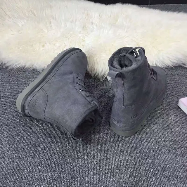 UGG Gray Suede Upper Lace-Up Front Ankle Boots 9