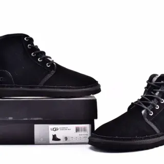 UGG Harkley Black Suede Lace-Up Ankle Boots