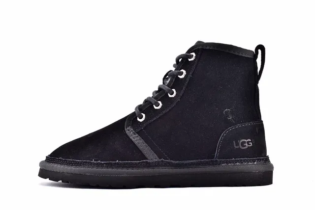 UGG Harkley Black Suede Lace-Up Ankle Boots 8