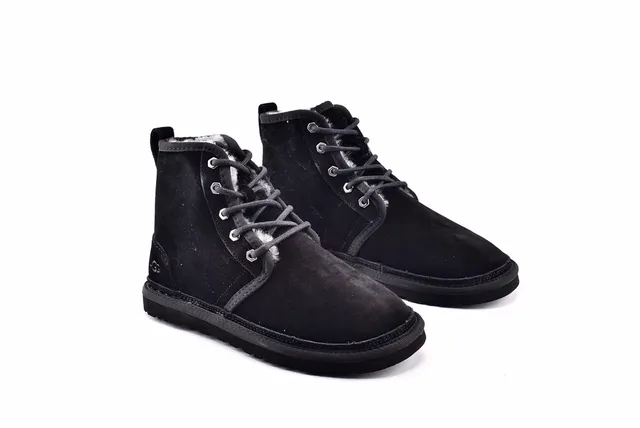 UGG Harkley Black Suede Lace-Up Ankle Boots 9