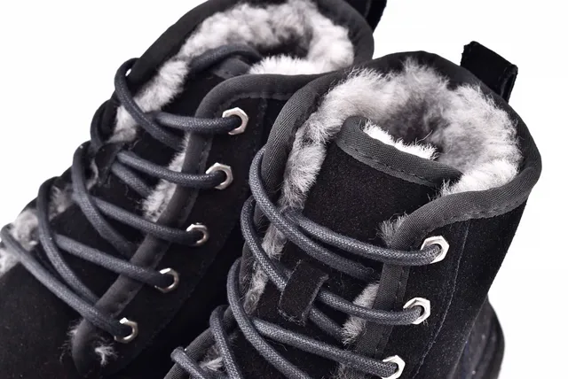UGG Harkley Black Suede Lace-Up Ankle Boots 11