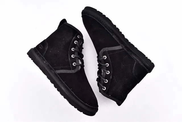 UGG Harkley Black Suede Lace-Up Ankle Boots 12