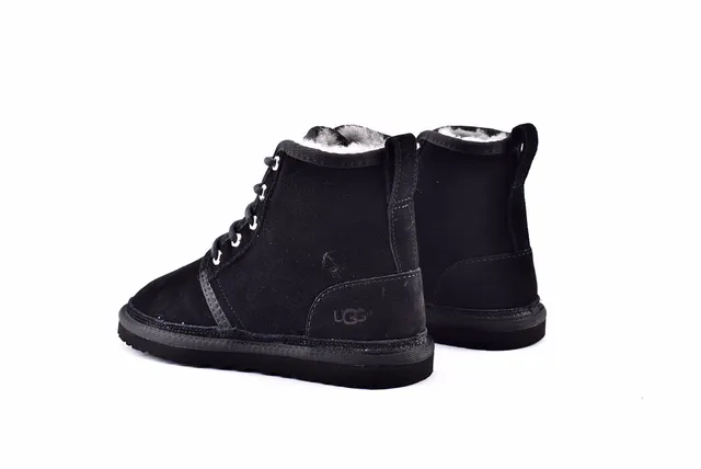 UGG Harkley Black Suede Lace-Up Ankle Boots 14