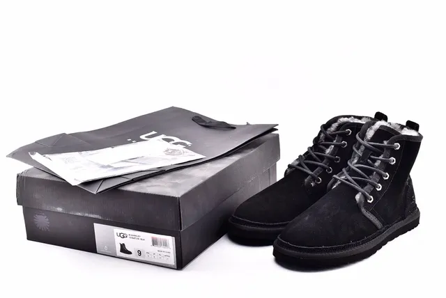 UGG Harkley Black Suede Lace-Up Ankle Boots 15
