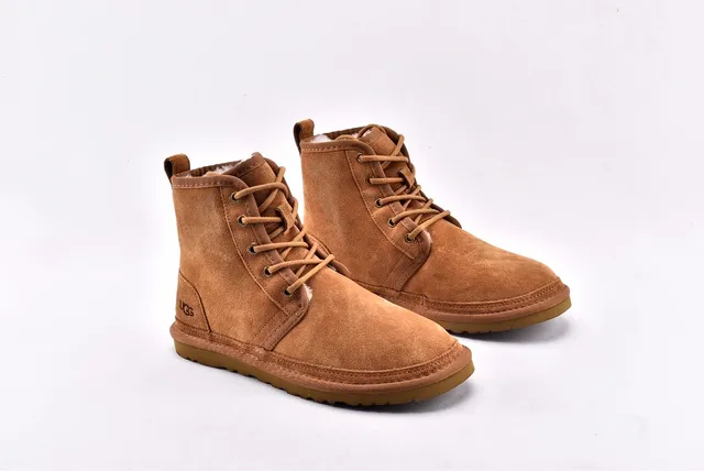 UGG Harkley ট্যান স্যুড লেস-আপ এনকেল বুটস 9
